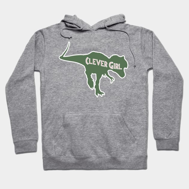 Velociraptor Clever Girl Raptor Jurassic Dinosaur Hoodie by Grassroots Green